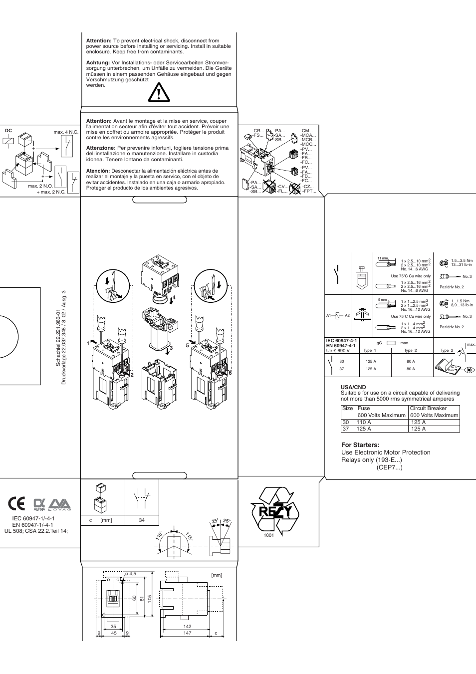 Rockwell Automation 100 Contactors with 3-terminal DC Coil User Manual | 1 page