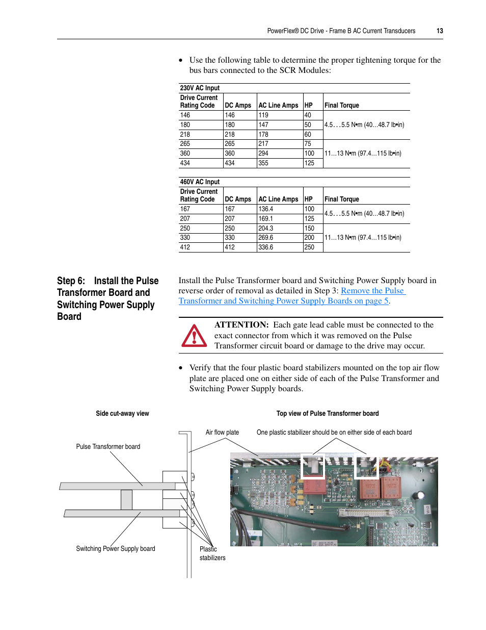 Rockwell Automation 20P PowerFlex DC Drive - Frame B AC Current Transducers User Manual | Page 13 / 14