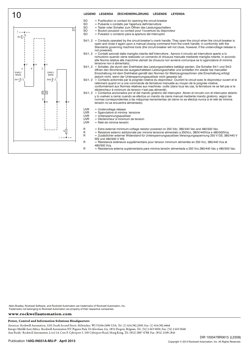 Rockwell Automation 140G-M-EAM1A Early Marking Aux Cont for Rotary Handle Oper. Mech. - 140G-M User Manual | Page 4 / 4