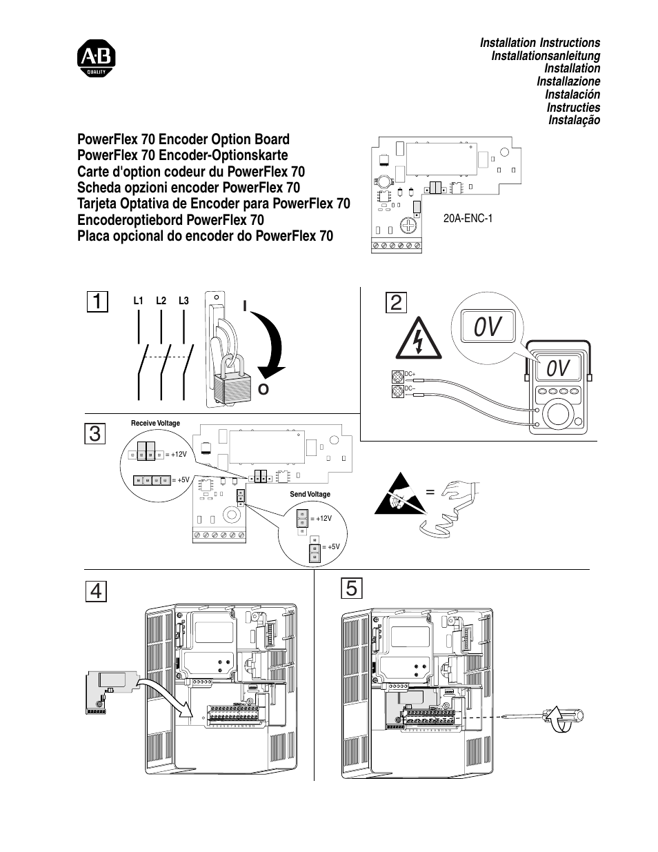 Rockwell Automation 20A PowerFlex 70 Encoder Kit User Manual | 2 pages
