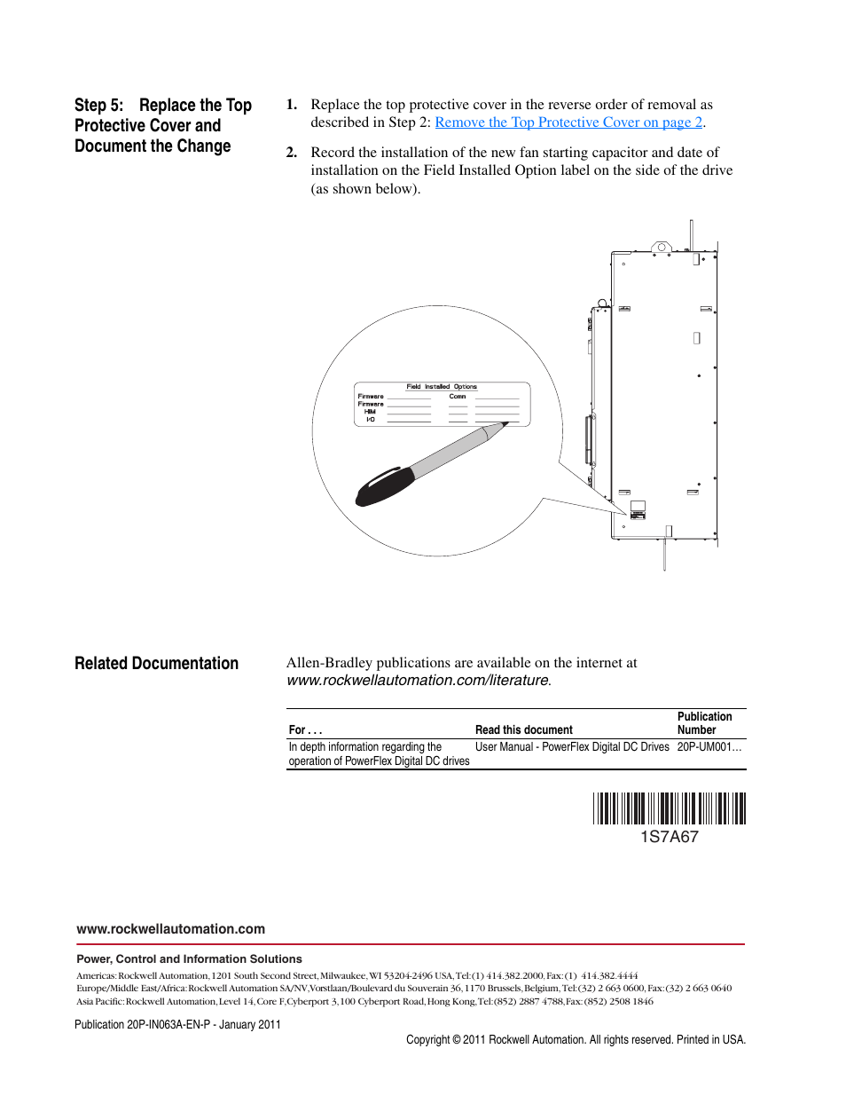 Related documentation | Rockwell Automation 20P PowerFlex DC Drive - Frame D Fan Starting Capacitor User Manual | Page 4 / 4