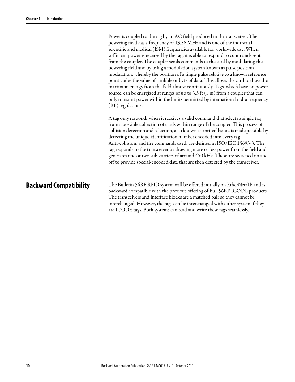 Backward compatibility | Rockwell Automation 56RF RFID System User Manual User Manual | Page 10 / 156