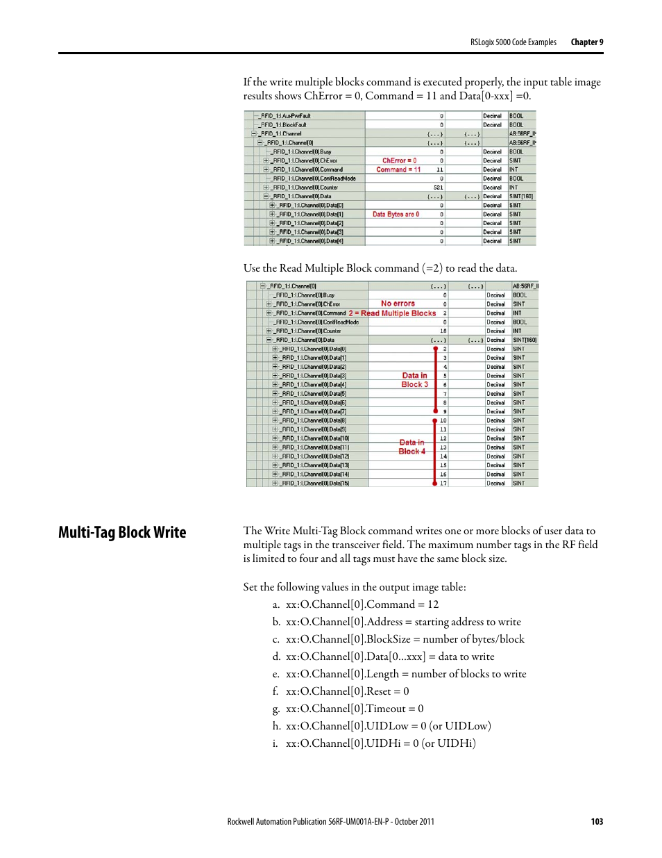 Multi-tag block write | Rockwell Automation 56RF RFID System User Manual User Manual | Page 103 / 156