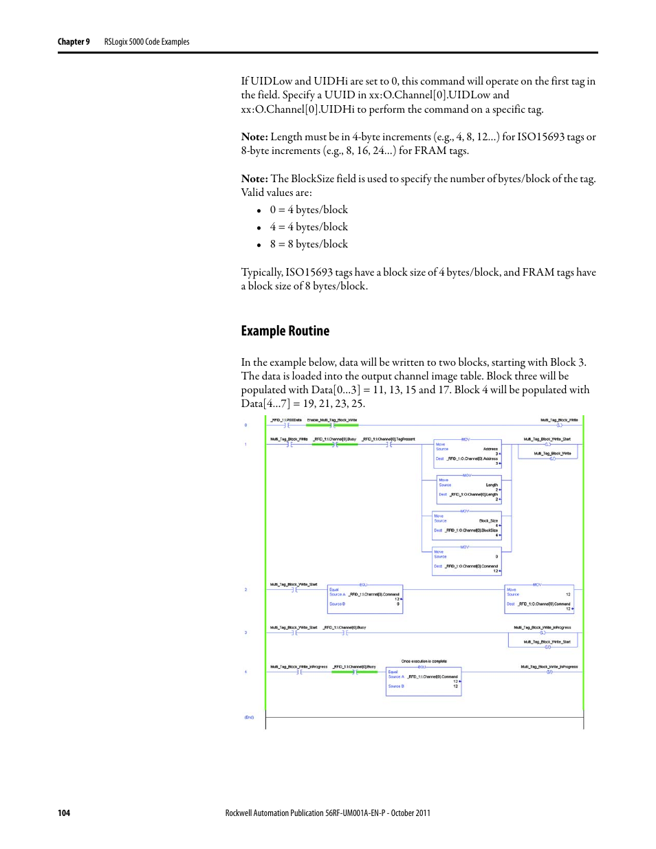 Example routine | Rockwell Automation 56RF RFID System User Manual User Manual | Page 104 / 156