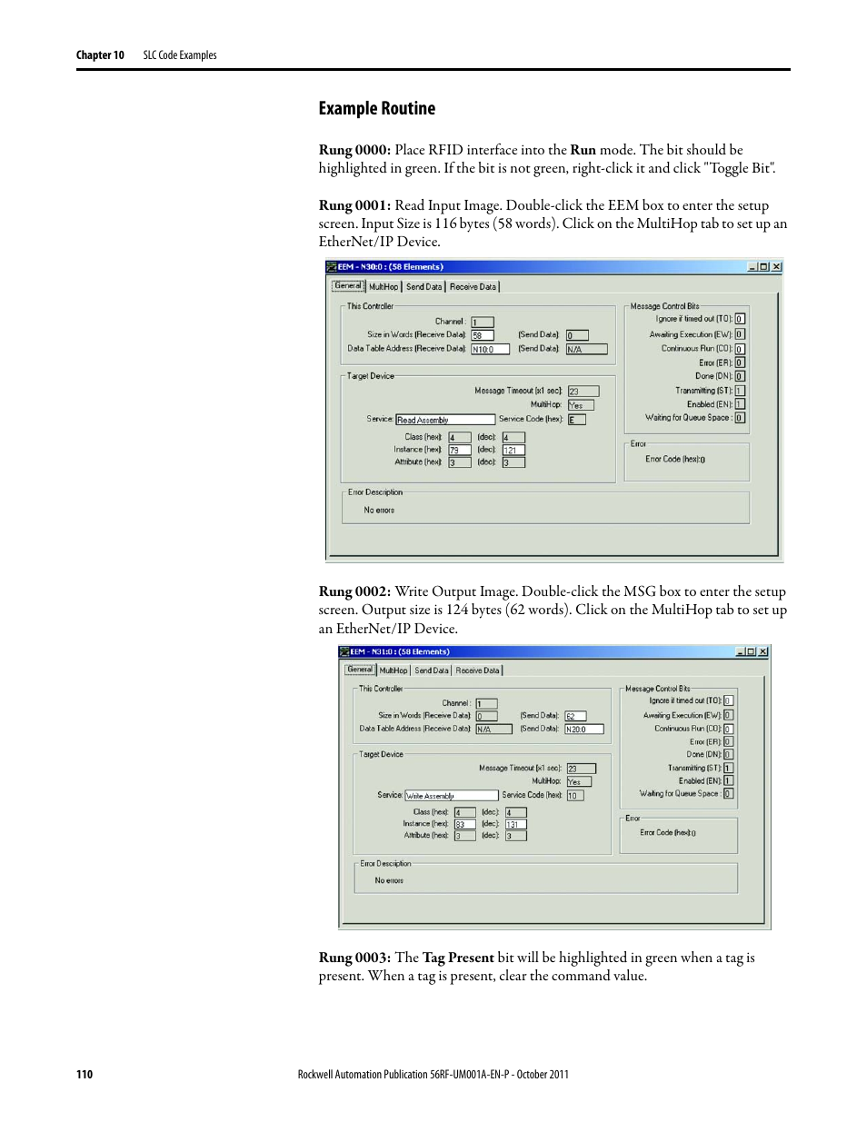 Example routine | Rockwell Automation 56RF RFID System User Manual User Manual | Page 110 / 156
