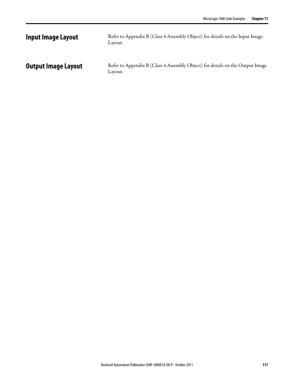 Input image layout, Output image layout | Rockwell Automation 56RF RFID System User Manual User Manual | Page 117 / 156