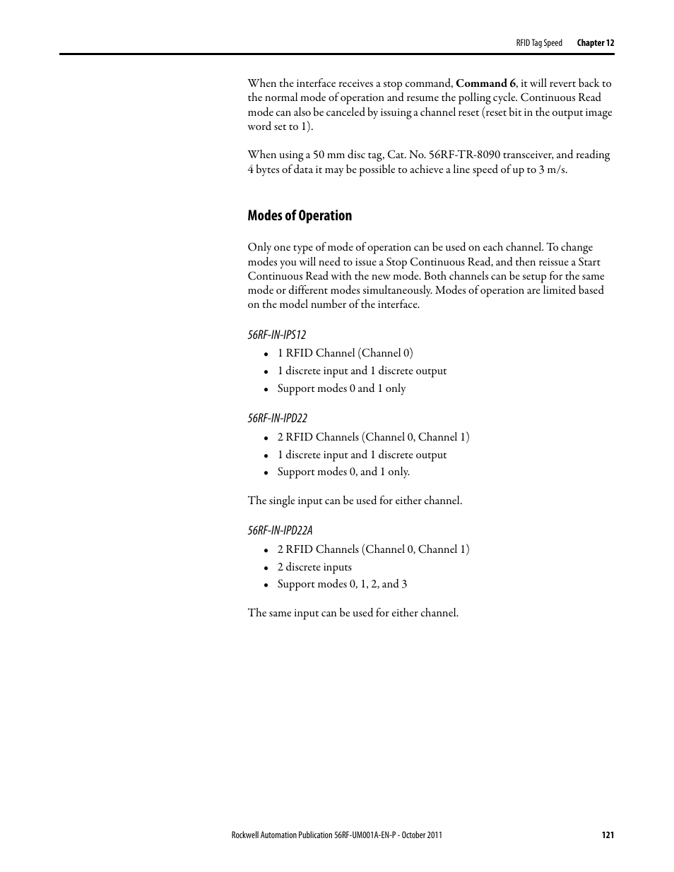Modes of operation | Rockwell Automation 56RF RFID System User Manual User Manual | Page 121 / 156