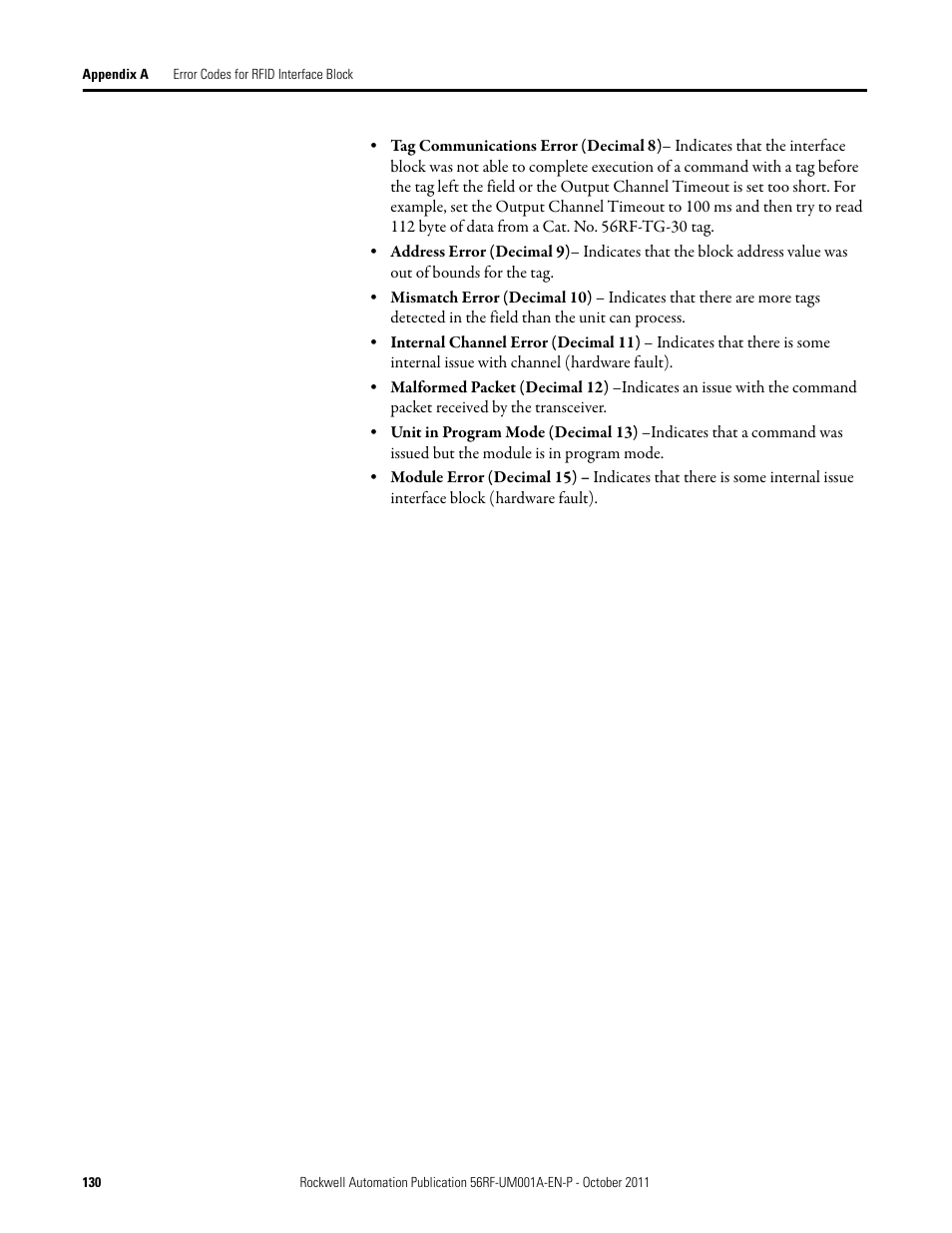 Rockwell Automation 56RF RFID System User Manual User Manual | Page 130 / 156