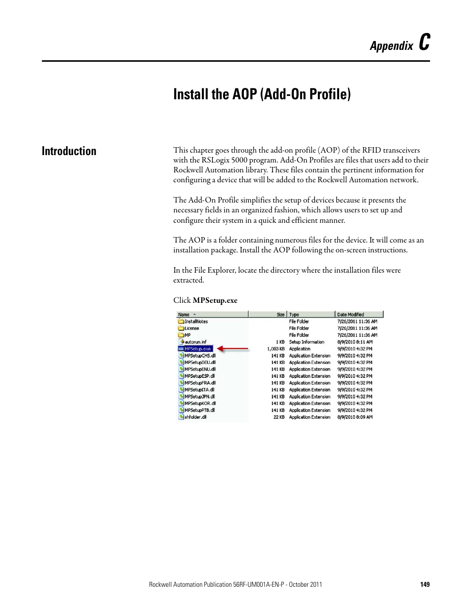 Install the aop (add-on profile) | Rockwell Automation 56RF RFID System User Manual User Manual | Page 149 / 156