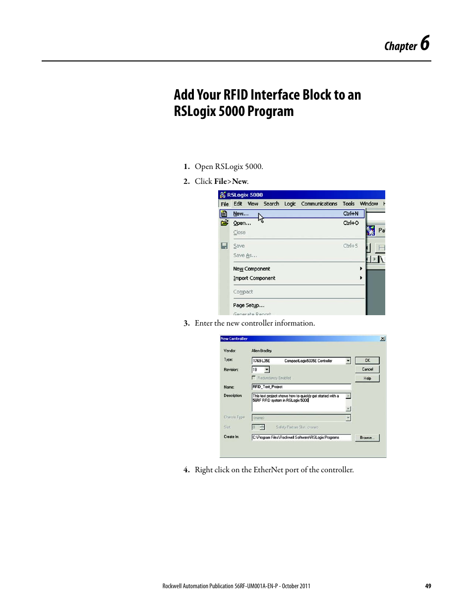 Chapter | Rockwell Automation 56RF RFID System User Manual User Manual | Page 49 / 156