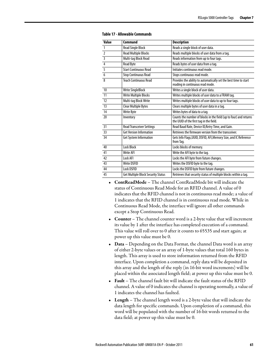 Rockwell Automation 56RF RFID System User Manual User Manual | Page 61 / 156