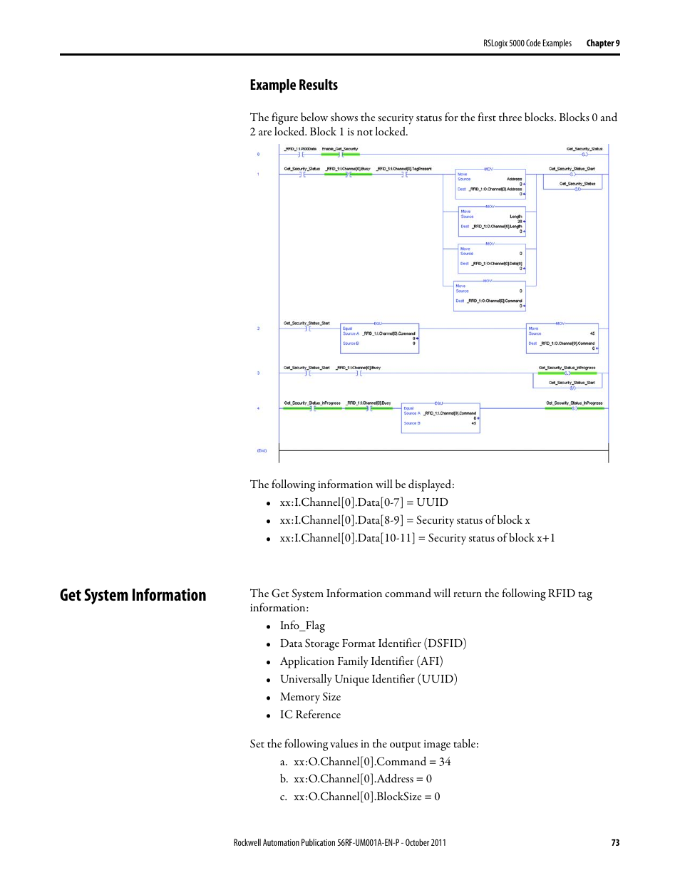 Get system information, Example results | Rockwell Automation 56RF RFID System User Manual User Manual | Page 73 / 156