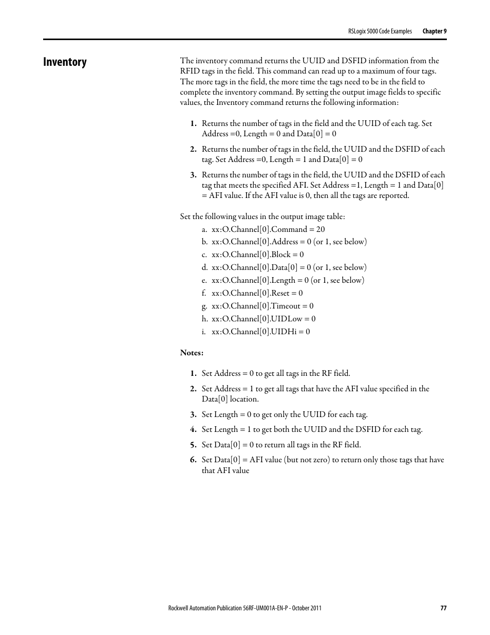 Inventory | Rockwell Automation 56RF RFID System User Manual User Manual | Page 77 / 156