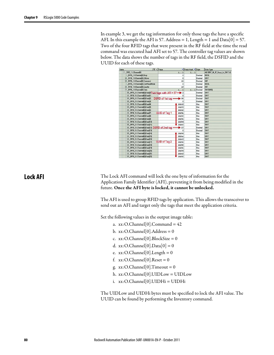 Lock afi | Rockwell Automation 56RF RFID System User Manual User Manual | Page 80 / 156