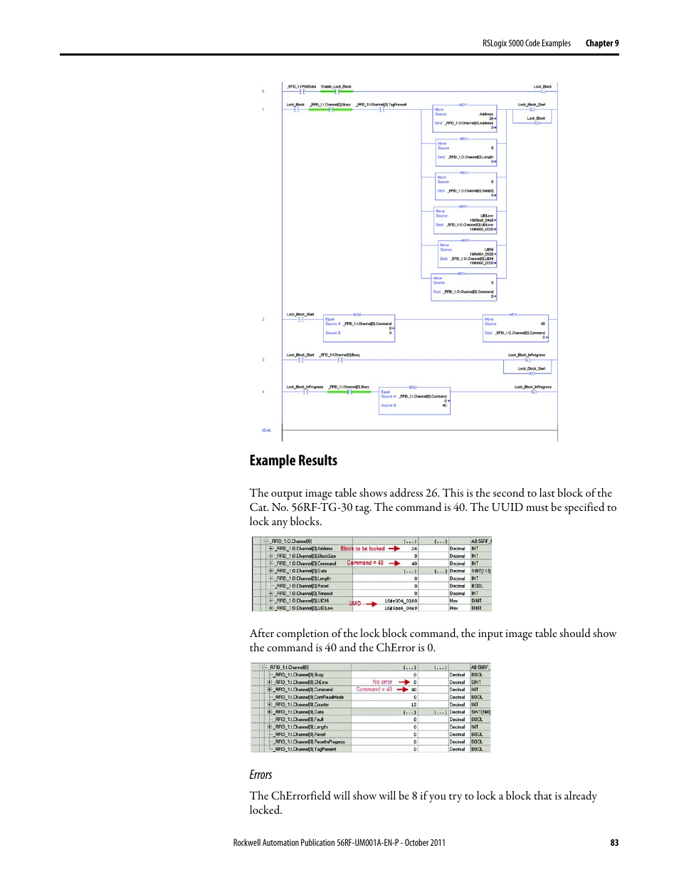 Example results | Rockwell Automation 56RF RFID System User Manual User Manual | Page 83 / 156