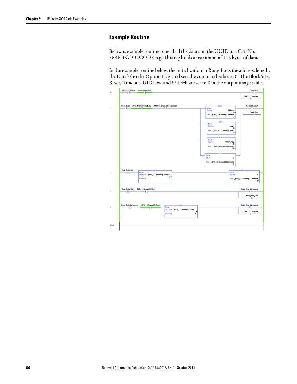 Example routine | Rockwell Automation 56RF RFID System User Manual User Manual | Page 86 / 156
