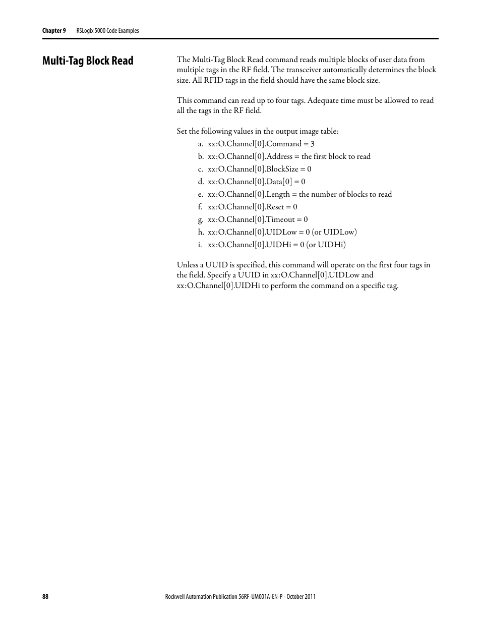 Multi-tag block read | Rockwell Automation 56RF RFID System User Manual User Manual | Page 88 / 156