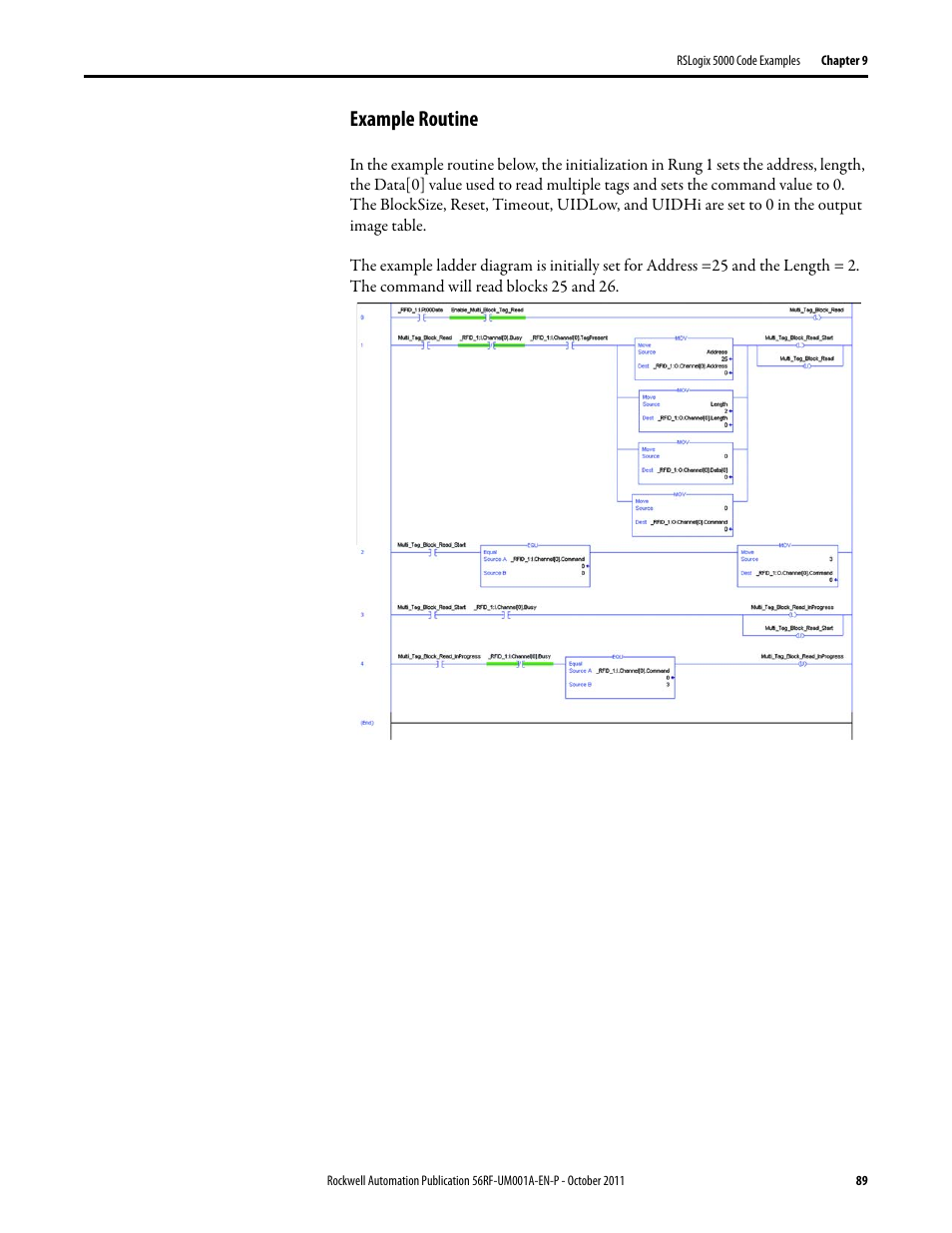 Example routine | Rockwell Automation 56RF RFID System User Manual User Manual | Page 89 / 156