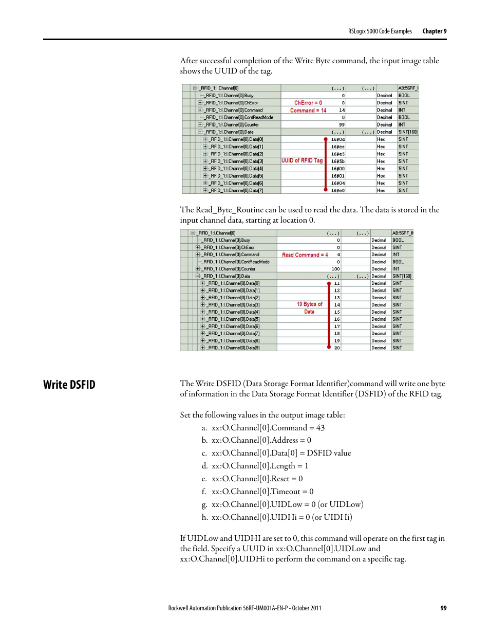 Write dsfid | Rockwell Automation 56RF RFID System User Manual User Manual | Page 99 / 156