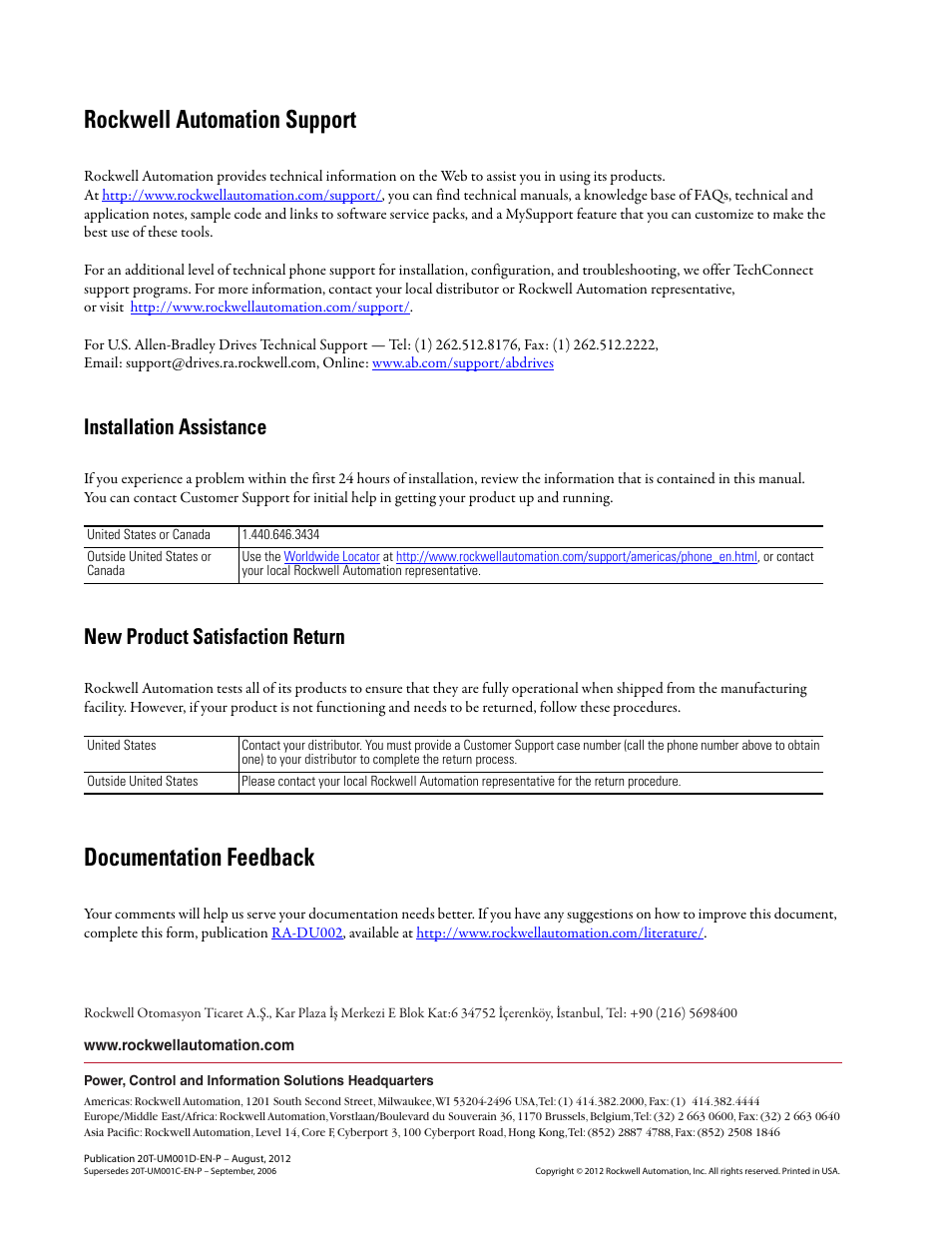 Publication 20t-um001d-en-p | Rockwell Automation 20T PowerFlex Diode Bus Supply User Manual | Page 42 / 42