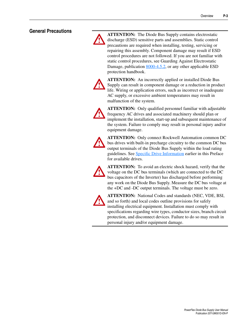 General precautions | Rockwell Automation 20T PowerFlex Diode Bus Supply User Manual | Page 9 / 42