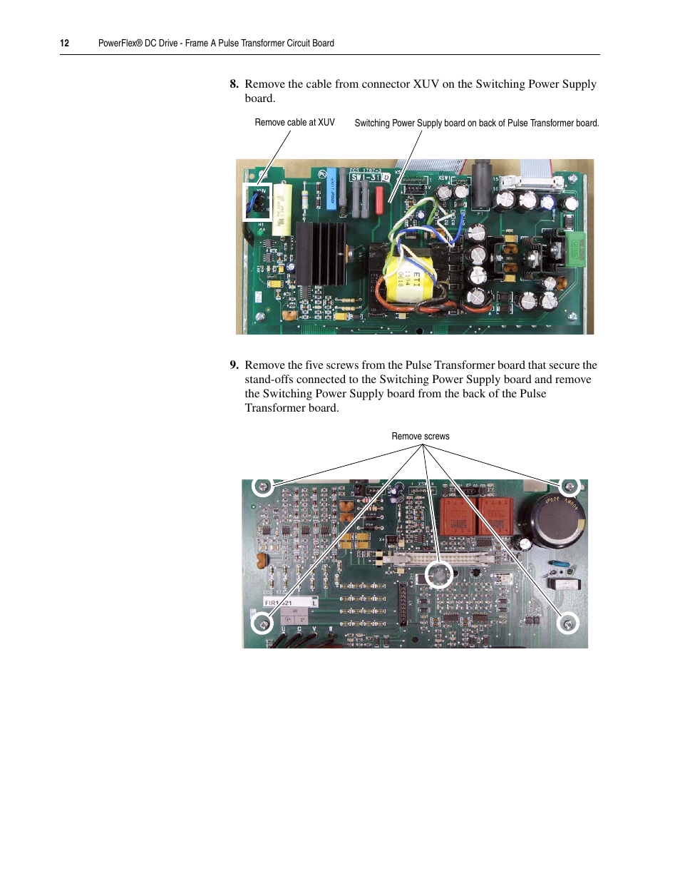 Rockwell Automation 20P PowerFlex DC Drive - Frame A Pulse Transformer Circuit Board User Manual | Page 12 / 20