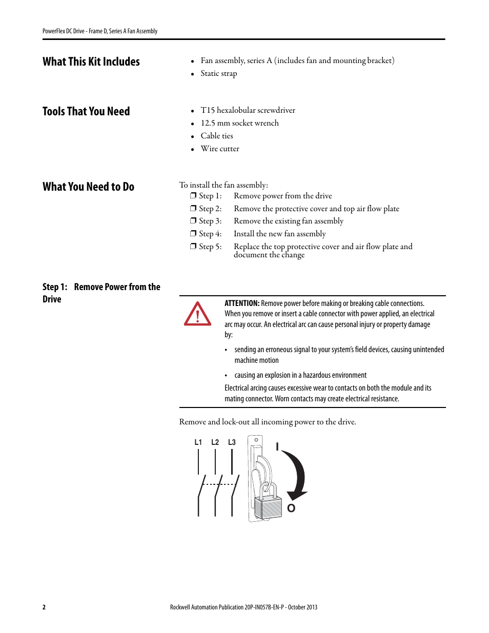 What this kit includes, Tools that you need, What you need to do | Rockwell Automation 20P PowerFlex DC Drive - Frame D, Series A Fan Assembly User Manual | Page 2 / 6