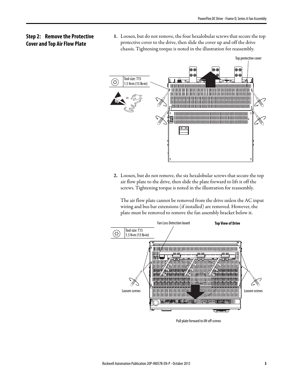 Rockwell Automation 20P PowerFlex DC Drive - Frame D, Series A Fan Assembly User Manual | Page 3 / 6