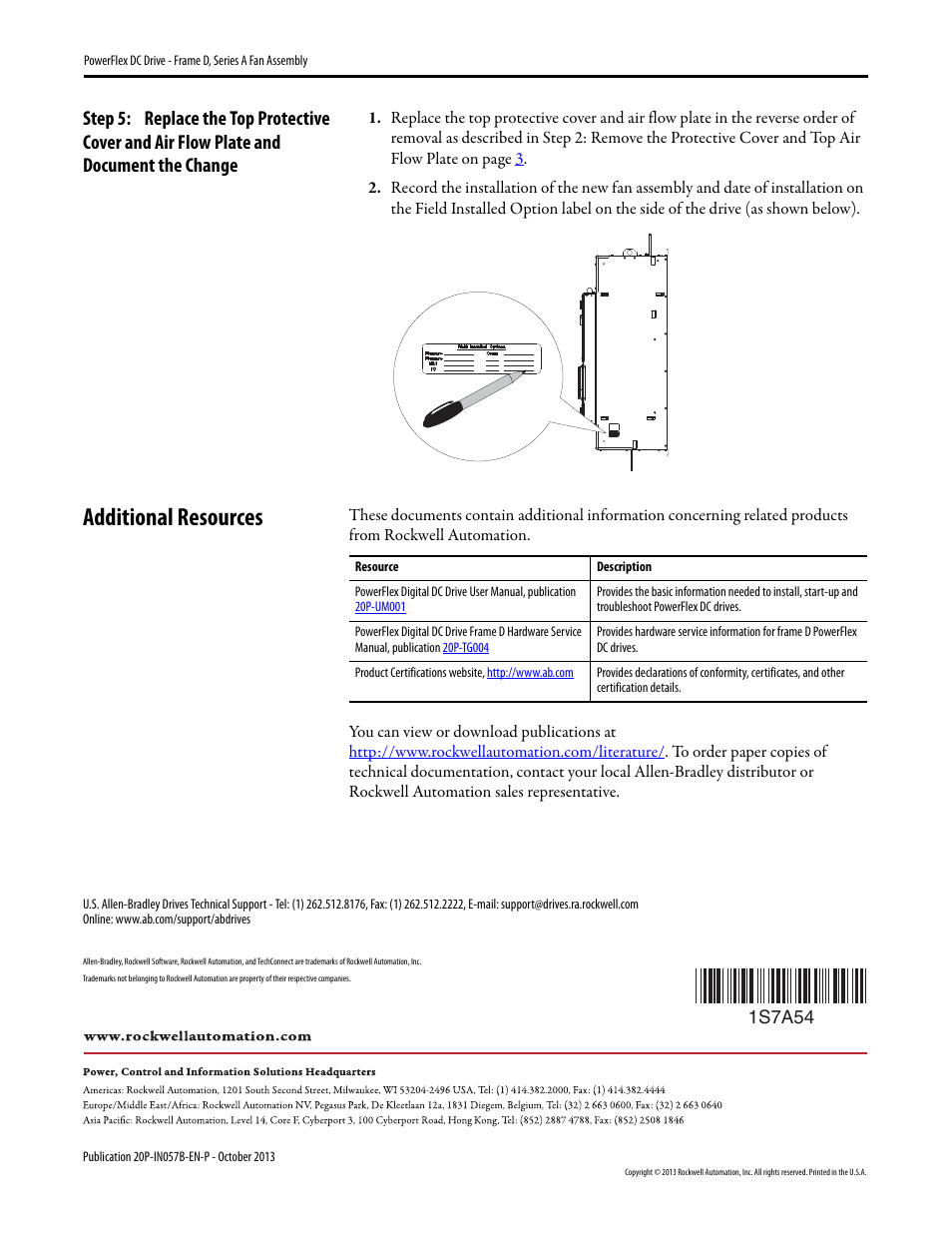 Additional resources | Rockwell Automation 20P PowerFlex DC Drive - Frame D, Series A Fan Assembly User Manual | Page 6 / 6