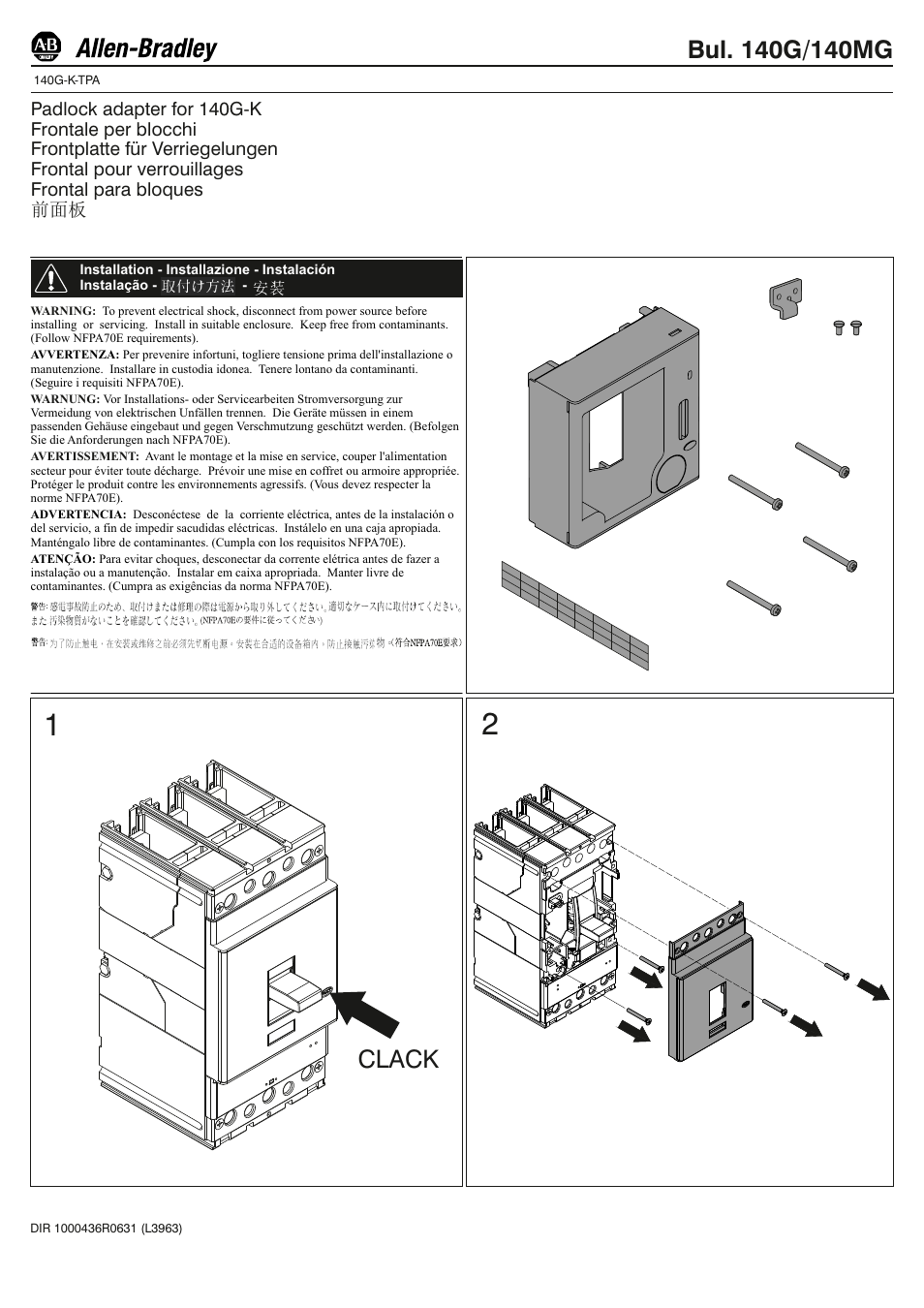 Rockwell Automation 140G-K-TPA Padlock Adapter User Manual | 4 pages