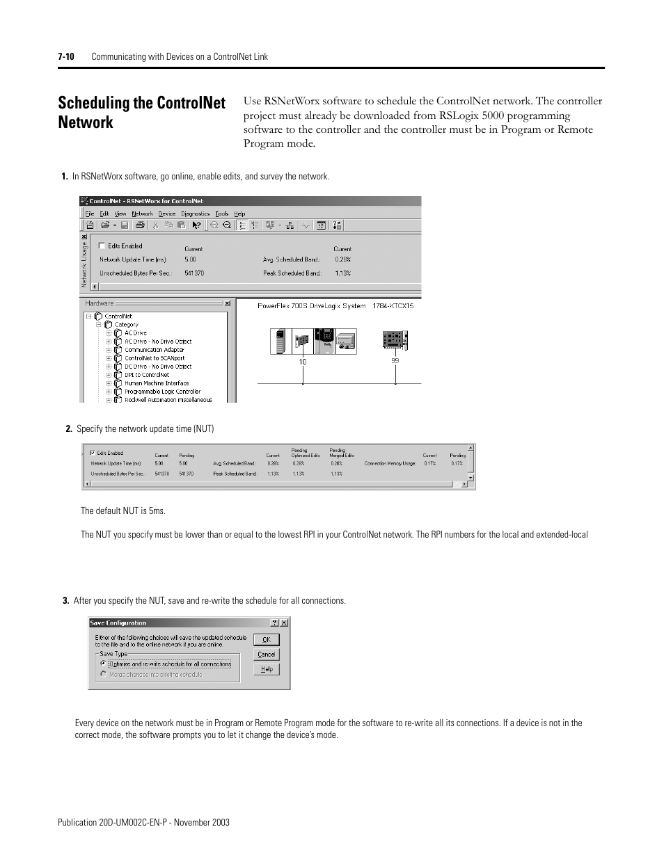 Scheduling the controlnet network | Rockwell Automation 5720 DriveLogix System User Manual | Page 156 / 263