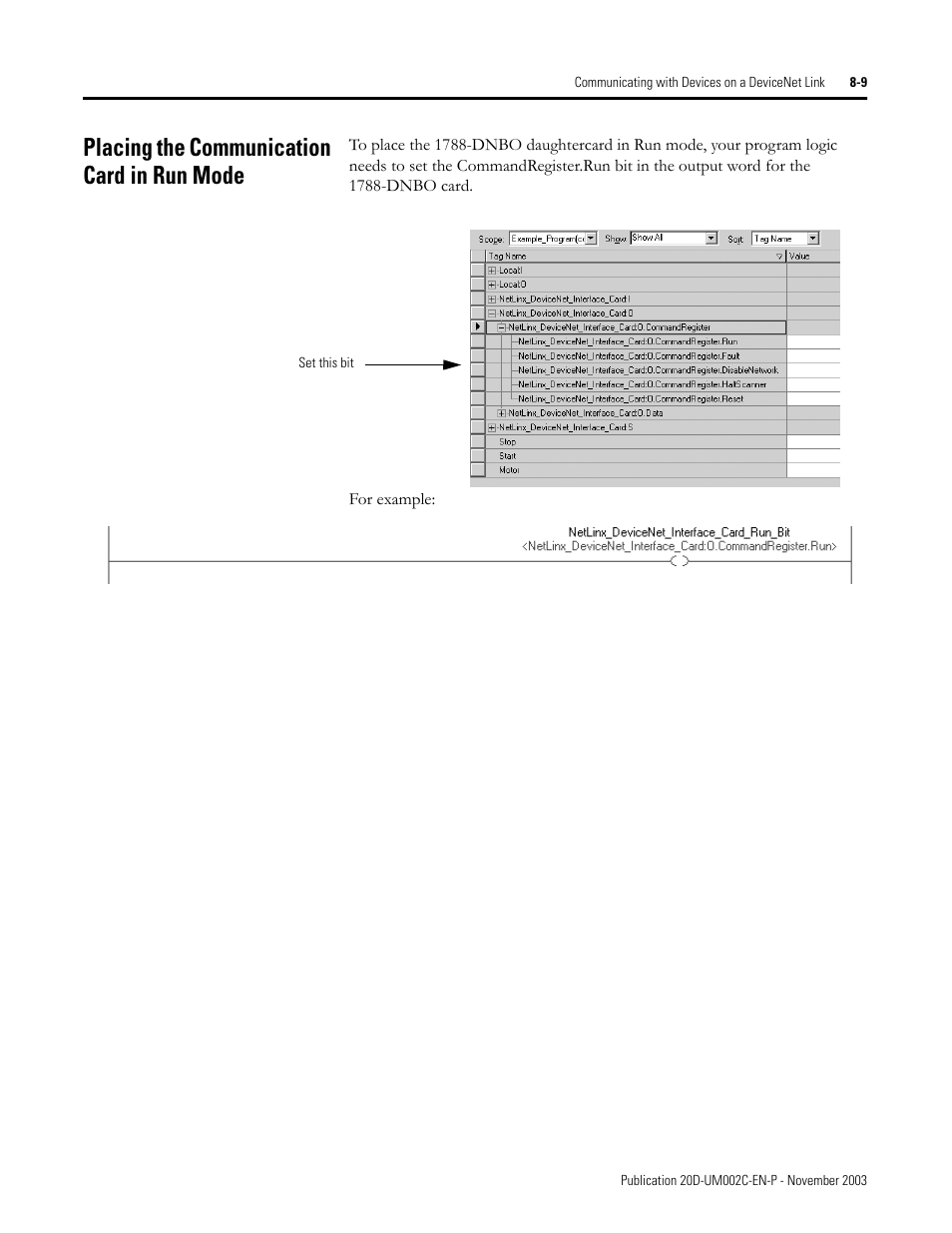 Placing the communication card in run mode | Rockwell Automation 5720 DriveLogix System User Manual | Page 189 / 263