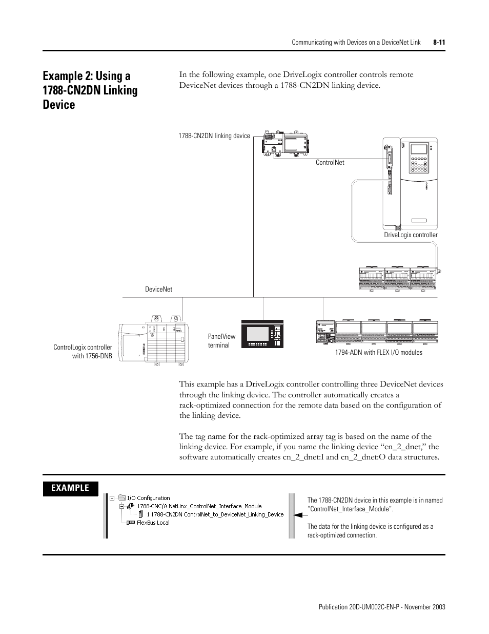 Example 2: using a 1788-cn2dn linking device | Rockwell Automation 5720 DriveLogix System User Manual | Page 191 / 263
