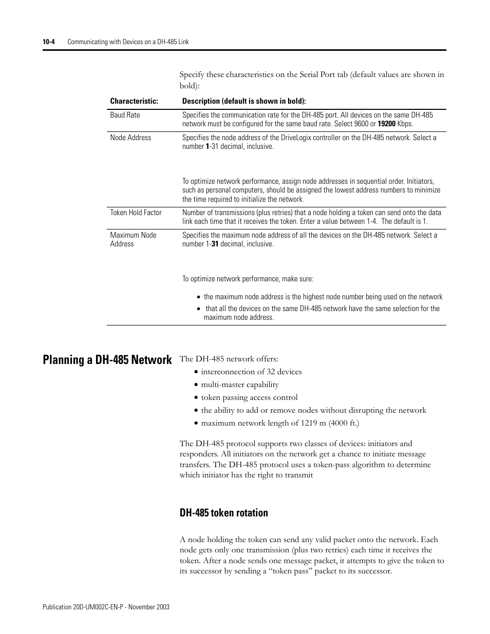 Planning a dh-485 network | Rockwell Automation 5720 DriveLogix System User Manual | Page 214 / 263