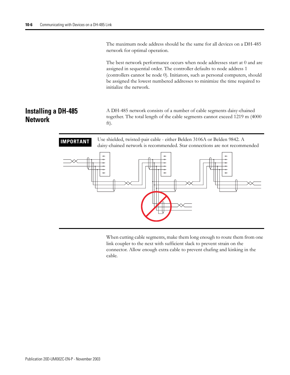 Installing a dh-485 network | Rockwell Automation 5720 DriveLogix System User Manual | Page 216 / 263
