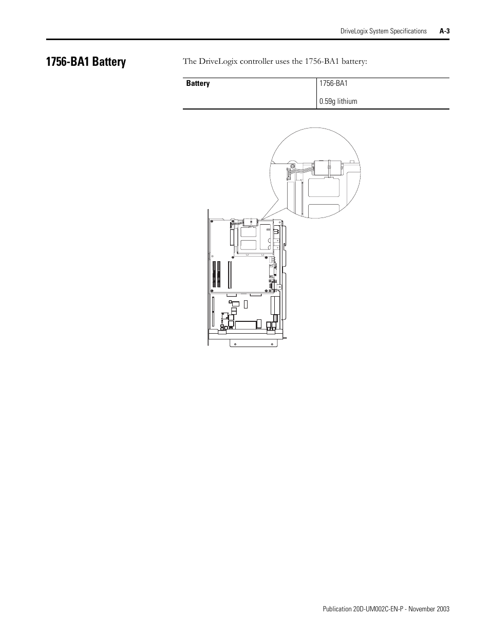 1756-ba1 battery | Rockwell Automation 5720 DriveLogix System User Manual | Page 241 / 263