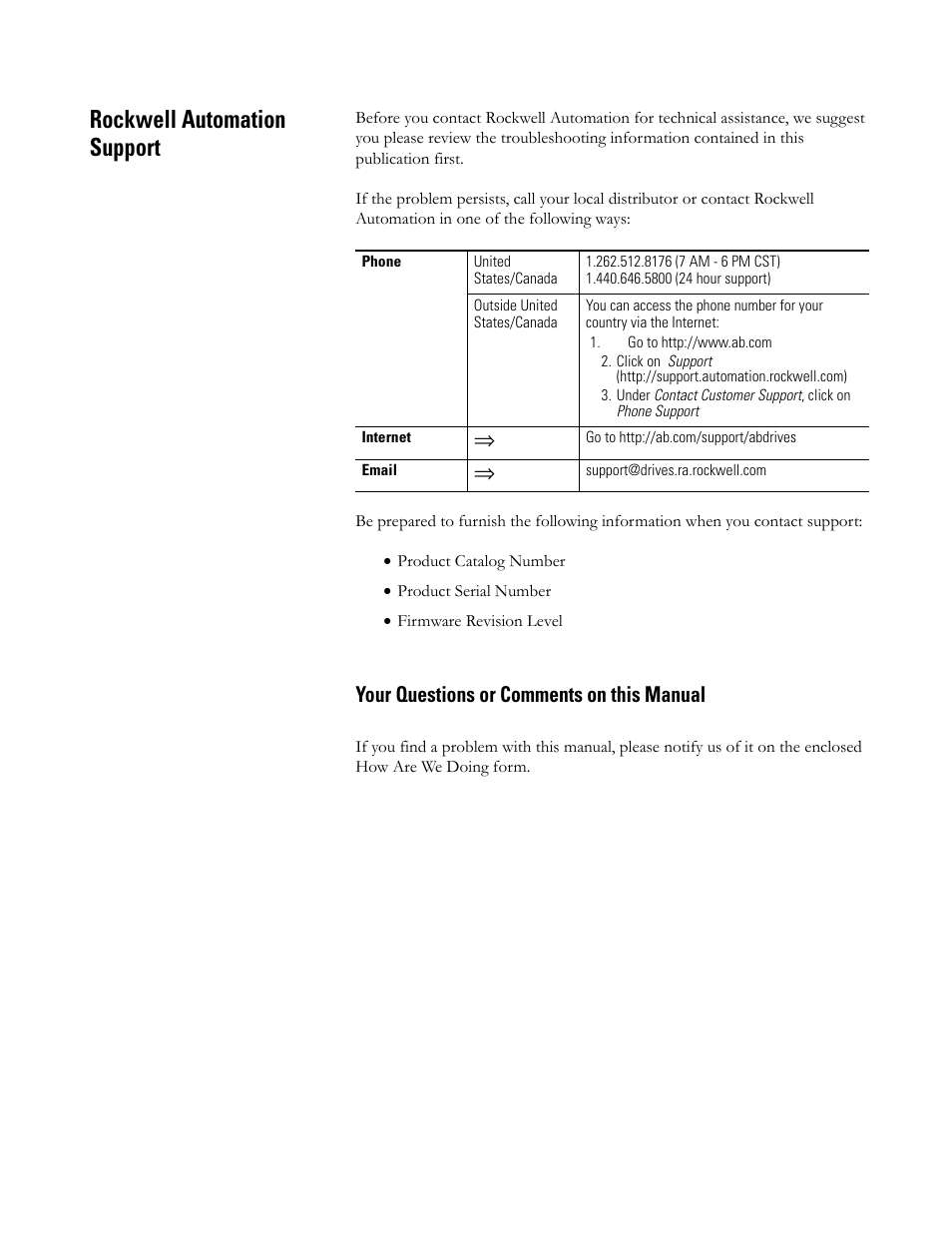 Rockwell automation support | Rockwell Automation 5720 DriveLogix System User Manual | Page 3 / 263