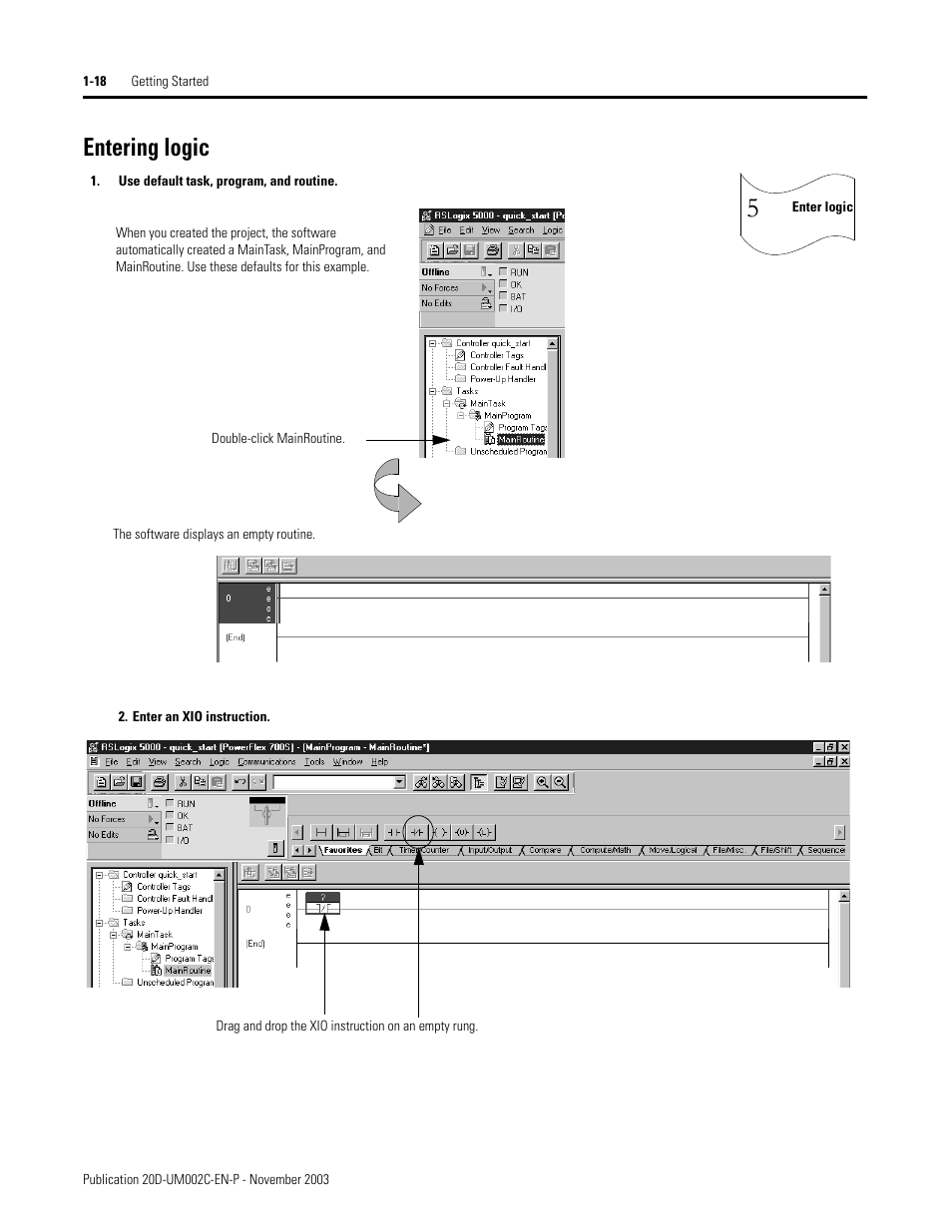 Entering logic | Rockwell Automation 5720 DriveLogix System User Manual | Page 30 / 263