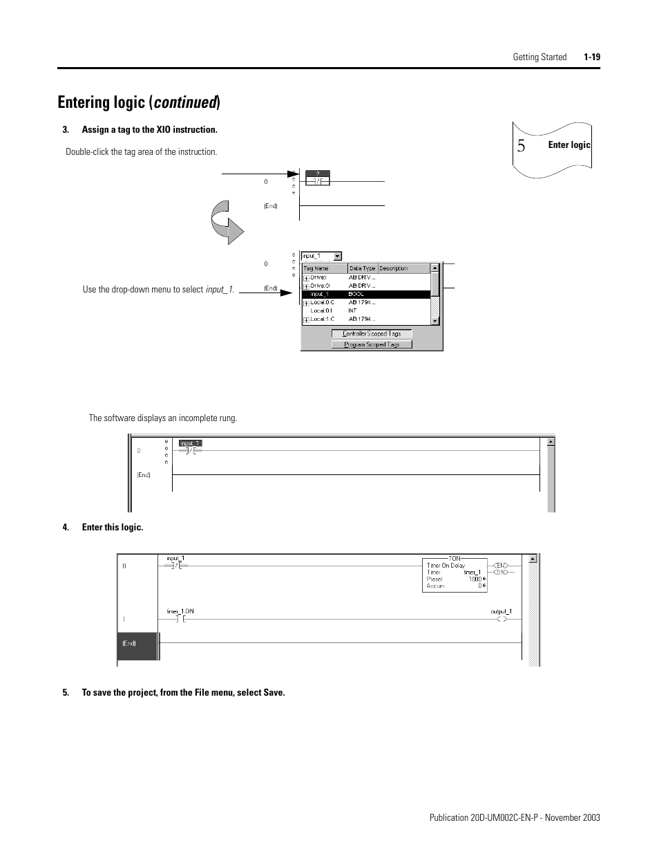 Entering logic (continued) | Rockwell Automation 5720 DriveLogix System User Manual | Page 31 / 263