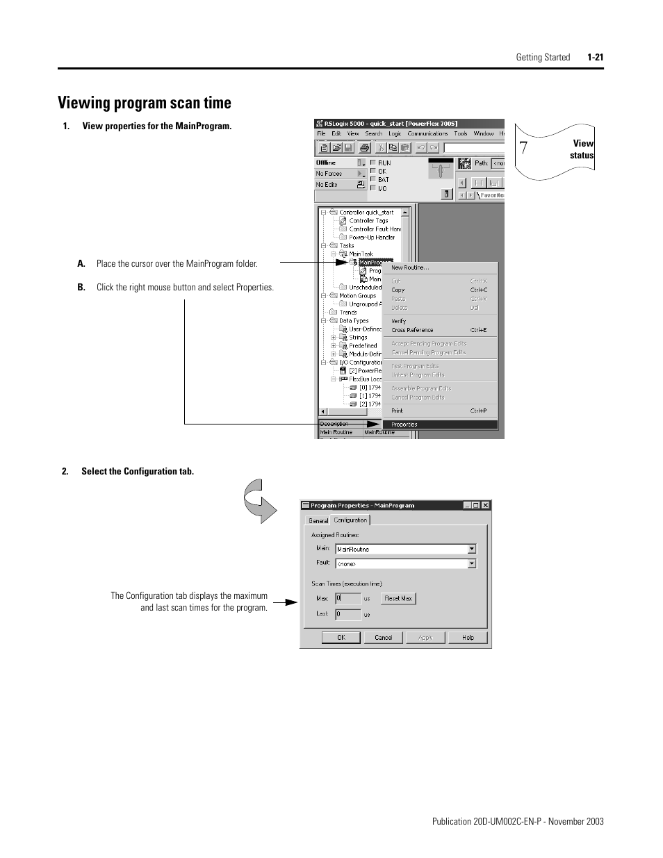 Viewing program scan time | Rockwell Automation 5720 DriveLogix System User Manual | Page 33 / 263