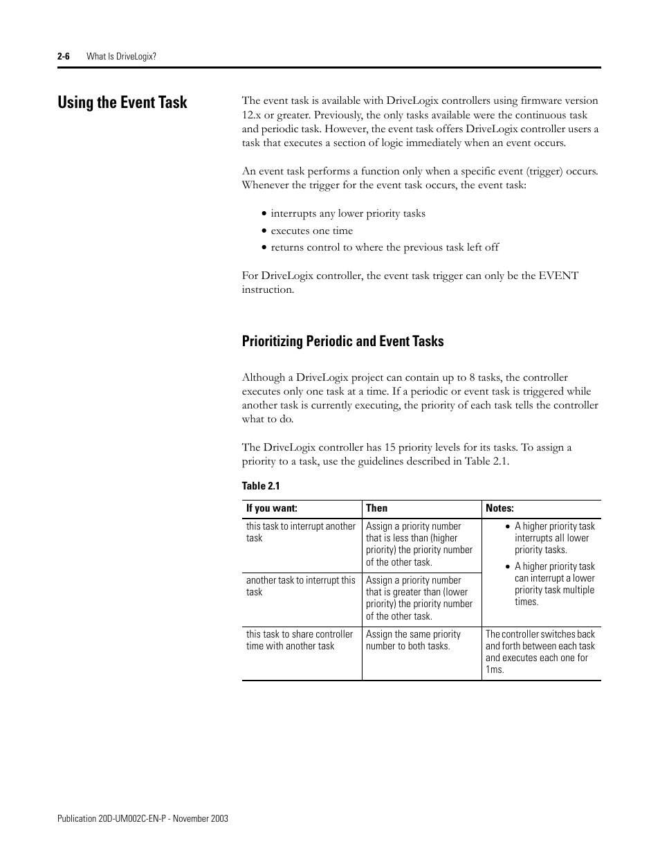 Using the event task | Rockwell Automation 5720 DriveLogix System User Manual | Page 40 / 263