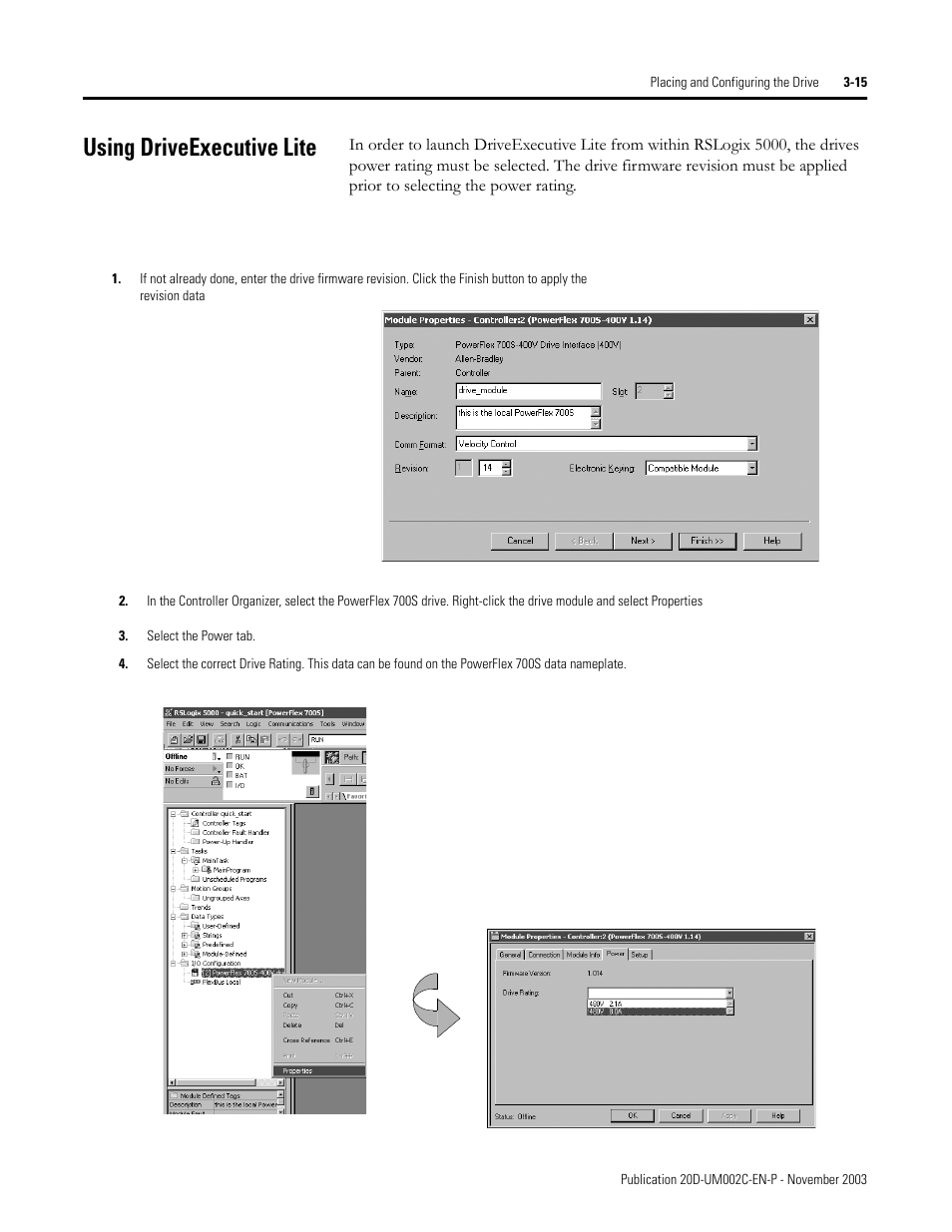 Using driveexecutive lite | Rockwell Automation 5720 DriveLogix System User Manual | Page 73 / 263