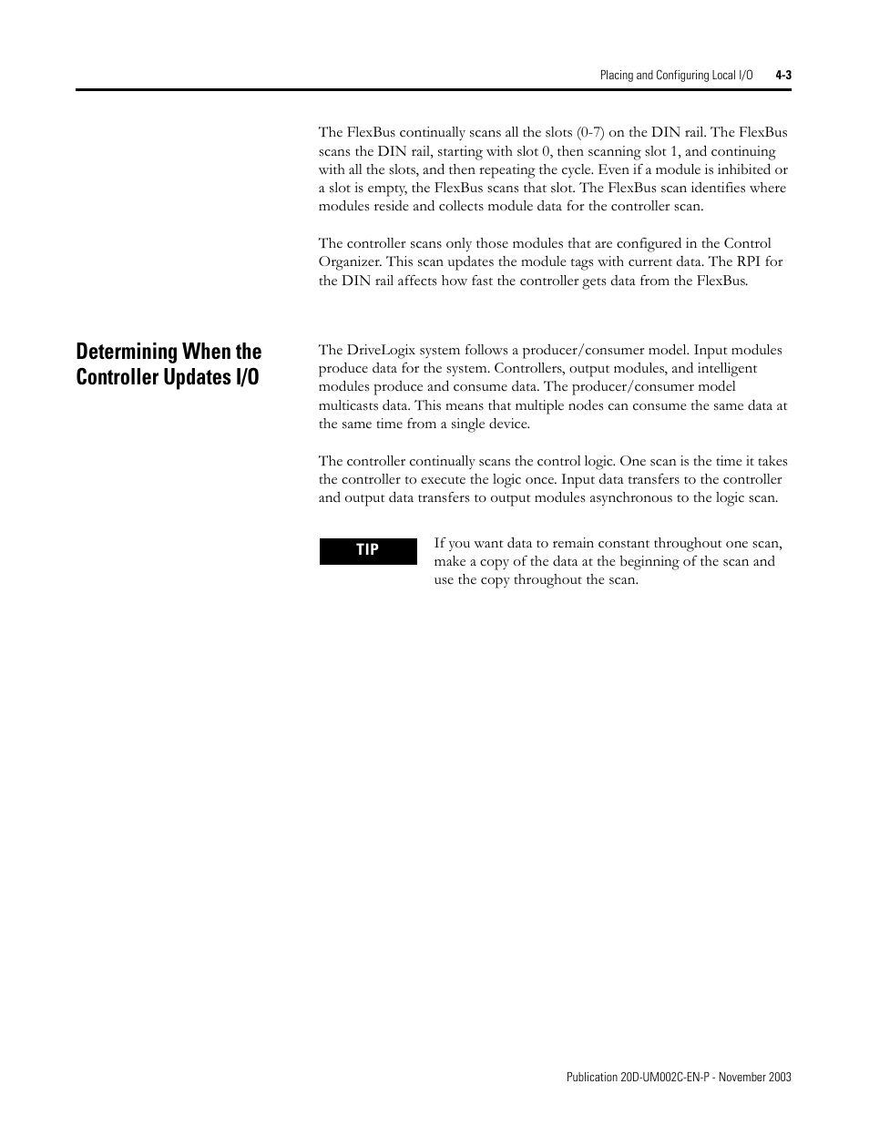 Determining when the controller updates i/o | Rockwell Automation 5720 DriveLogix System User Manual | Page 87 / 263