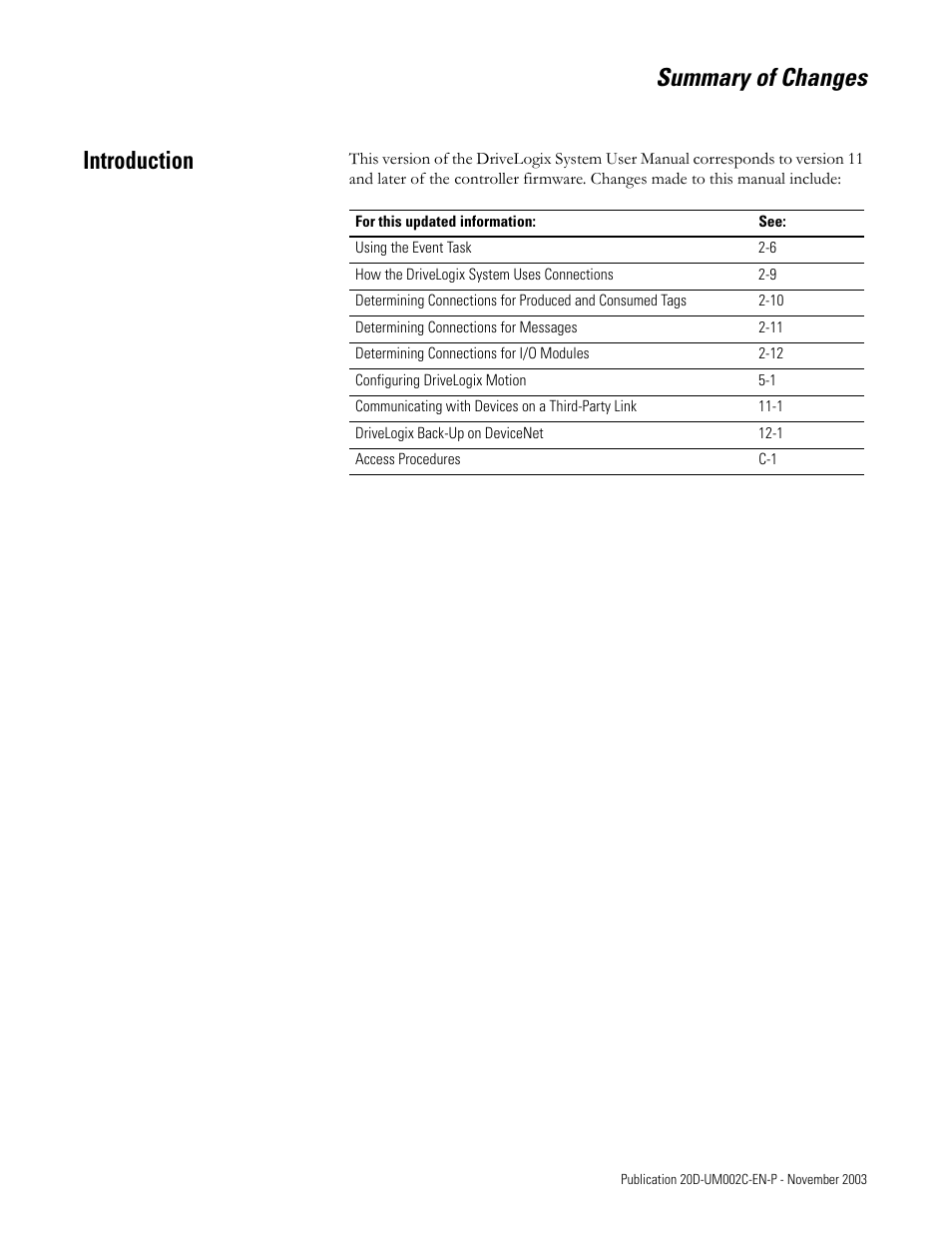 Introduction, Summary of changes | Rockwell Automation 5720 DriveLogix System User Manual | Page 9 / 263