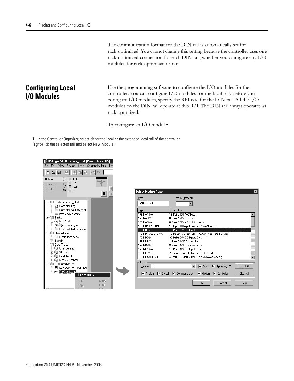 Configuring local i/o modules | Rockwell Automation 5720 DriveLogix System User Manual | Page 90 / 263