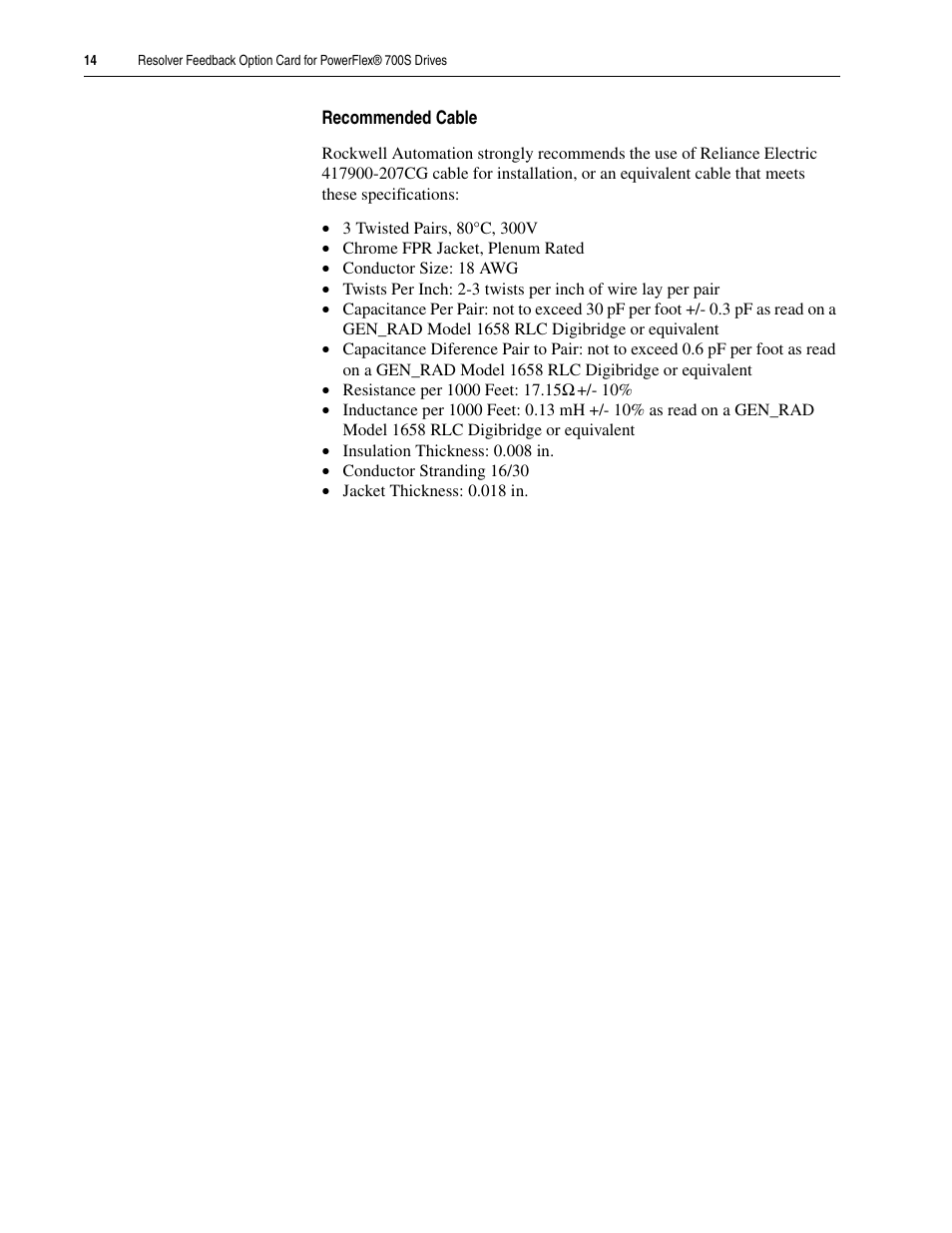Rockwell Automation 20D-RES-A0 PowerFlex 700S Resolver Feedback Option User Manual | Page 14 / 16