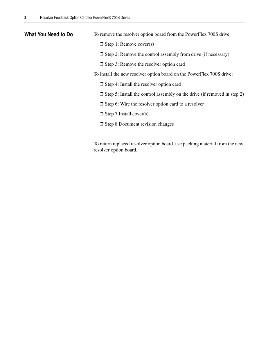 What you need to do | Rockwell Automation 20D-RES-A0 PowerFlex 700S Resolver Feedback Option User Manual | Page 2 / 16