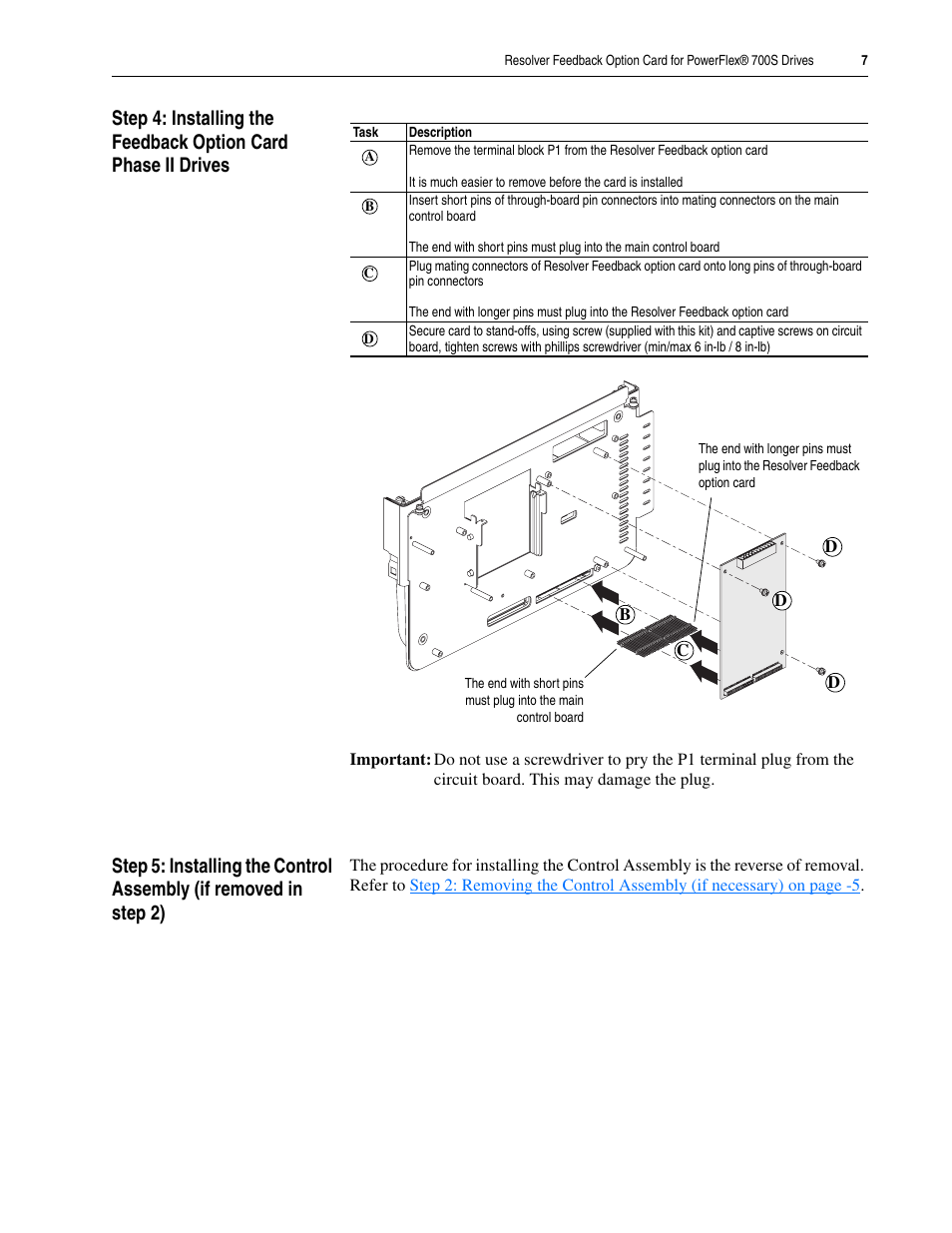 Rockwell Automation 20D-RES-A0 PowerFlex 700S Resolver Feedback Option User Manual | Page 7 / 16