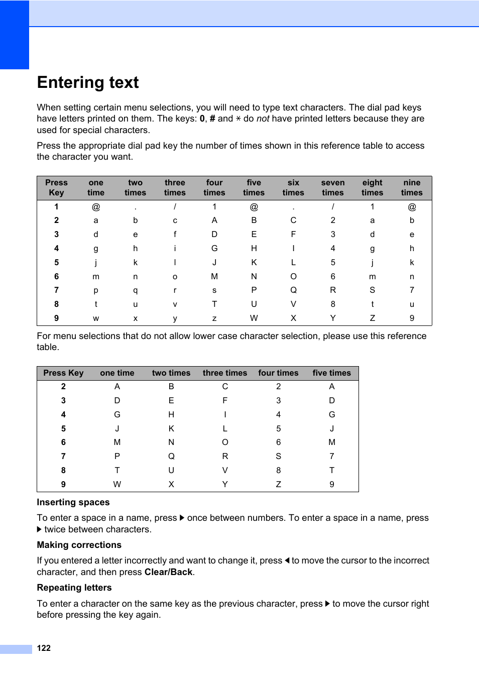 Entering text | Brother DCP-8085DN User Manual | Page 136 / 158