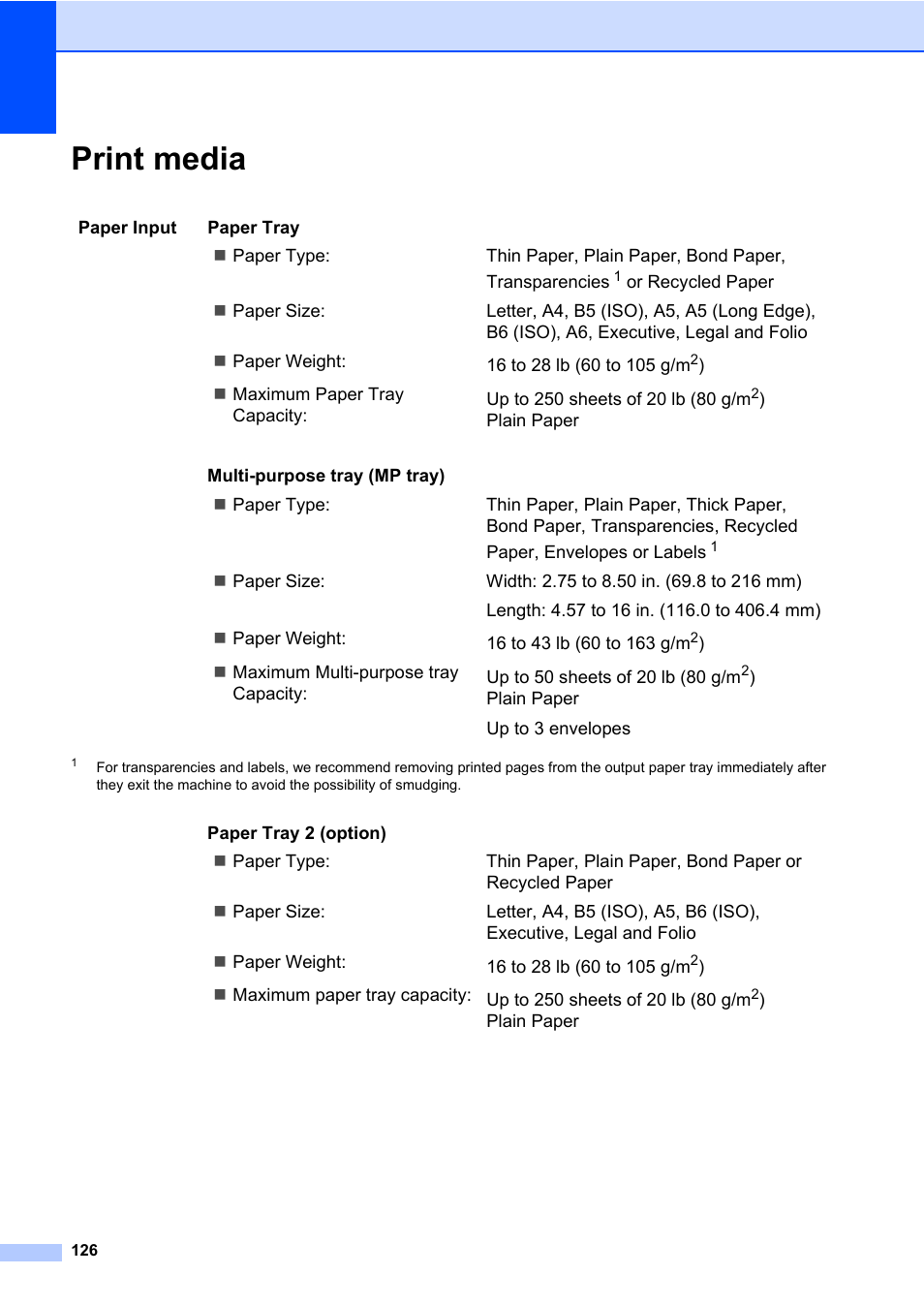 Print media | Brother DCP-8085DN User Manual | Page 140 / 158